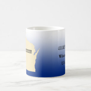 Mug - Carte de l'état du Wisconsin avec la ville