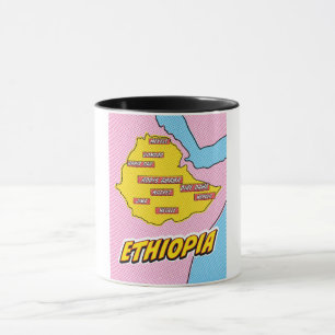 Mug Carte de l'Éthiopie illustrée par Pop Art