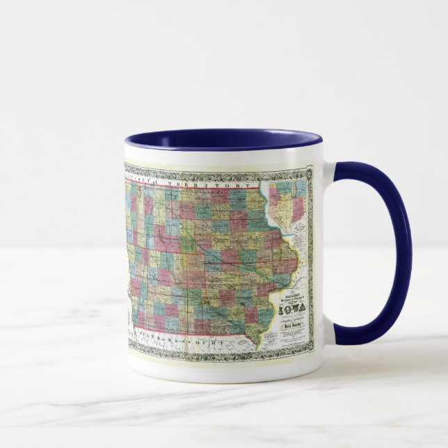 Mug Carte de l'Iowa et drapeau d'état (Droite)