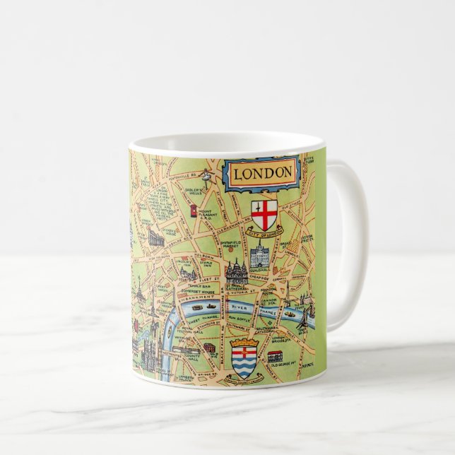 Mug Carte de Londres Angleterre illustrée de manière c (Devant droit)
