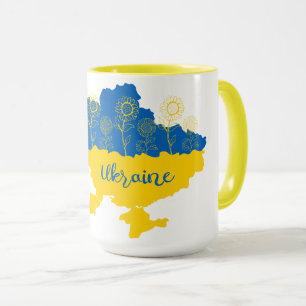 Mug Carte de l'Ukraine avec tournesol et drapeau ukrai
