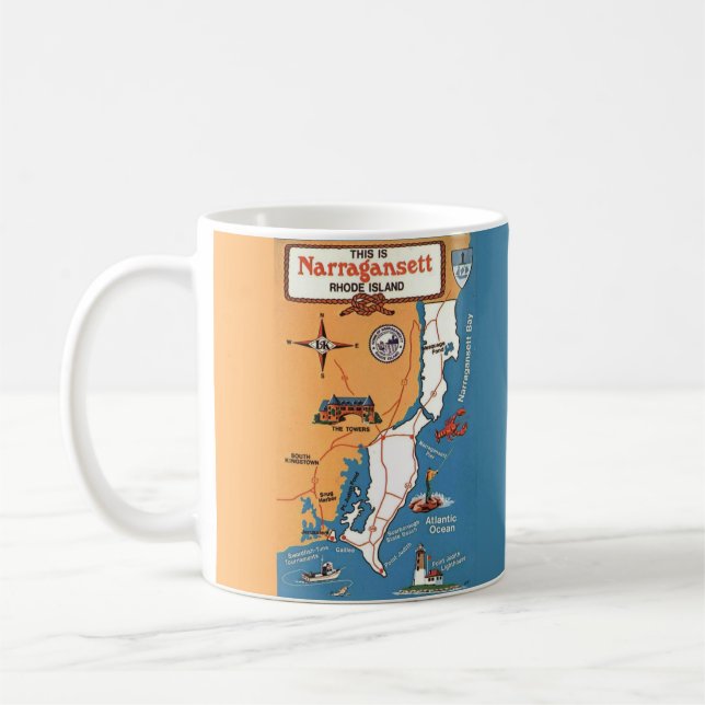 Mug Carte de Narragansett Rhode Island  (Gauche)