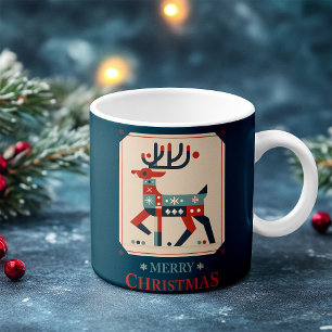 Mug Carte de Noël avec design d'illustration Reindeer