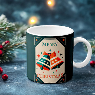 Mug Carte de Noël - Cloches et étoiles de Noël