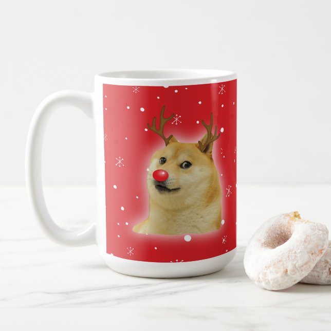 Mug Carte de Noël de chien de meme Dogright Doggo roug (Avec donut)