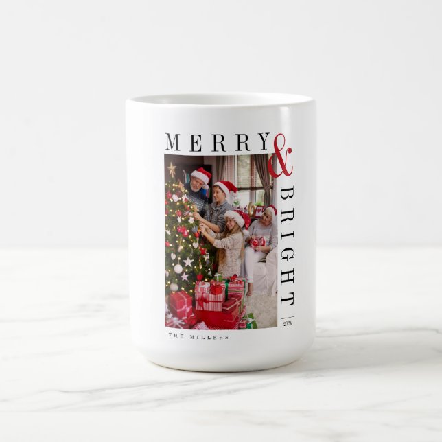 Mug Carte de Noël de famille avec écriture moderne pou (Centre)