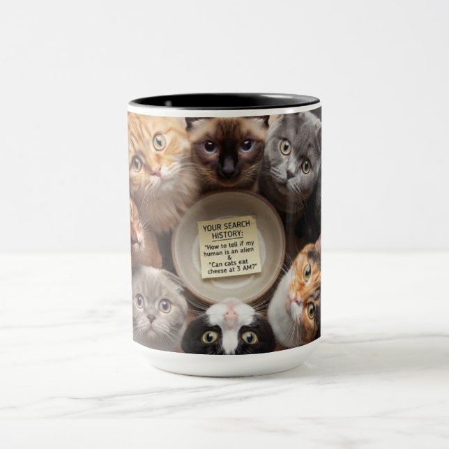 Mug Carte de Noël drôle de recherche de chat (Centre)
