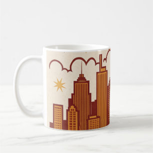 Mug Carte de Noël Rétro Skyline des années 70