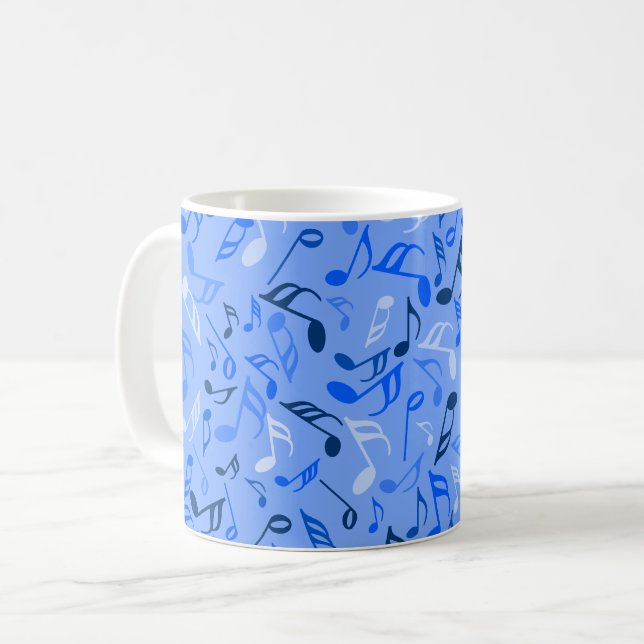 Mug Carte de notes de musique bleue pliée (Devant gauche)