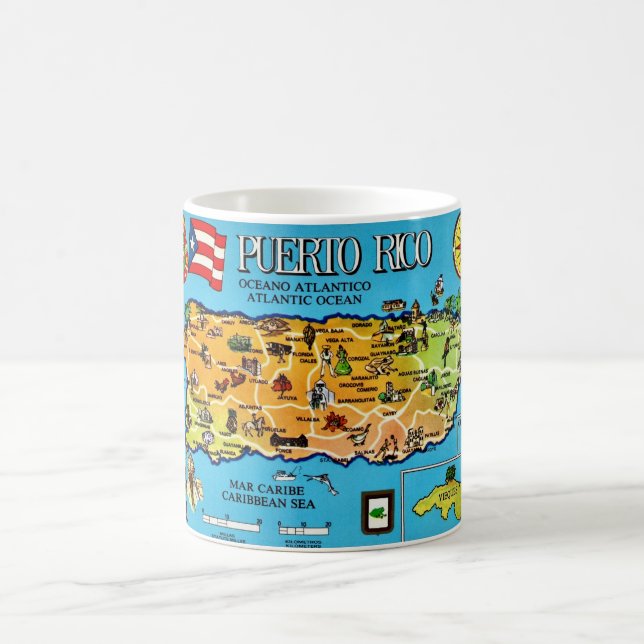 Mug Carte de Porto Rico Bleu Clair (Centre)
