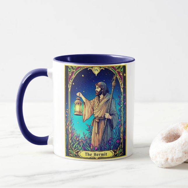 Mug Carte de tarot Art Nouveau, l'Ermite (Avec donut)