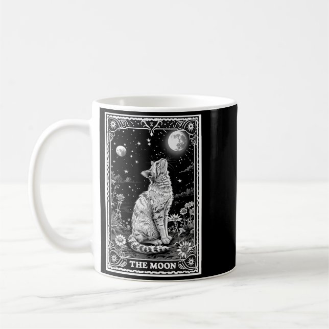 Mug Carte de Tarot de Chat Chapeau de Lune Sorcière Ha (Gauche)