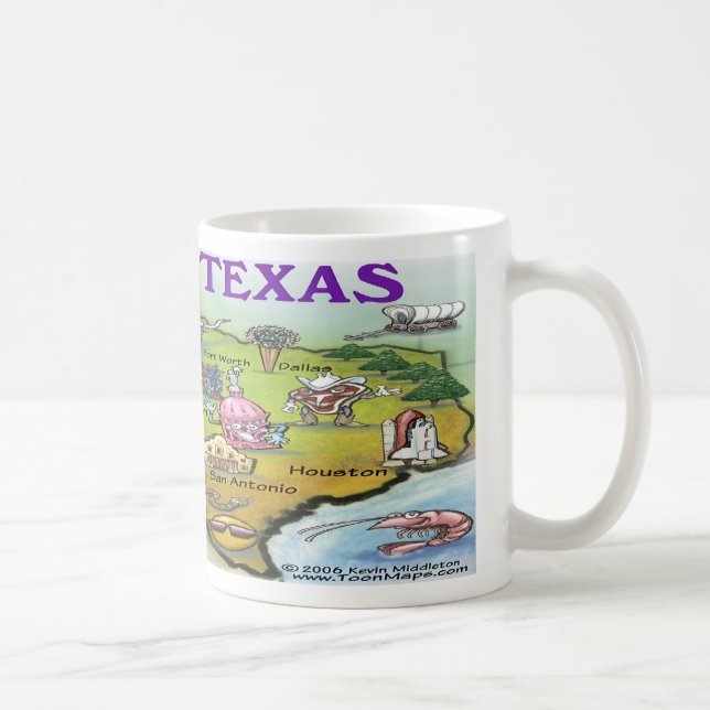 Mug Carte de Texas en bande dessinée (Droite)