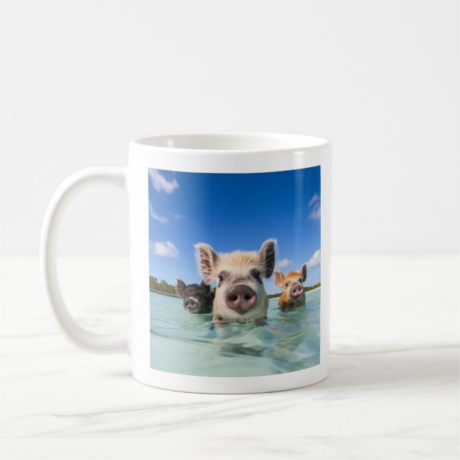 Mug Carte de vacances Bahamas Swimming Pig 2025 (Gauche)
