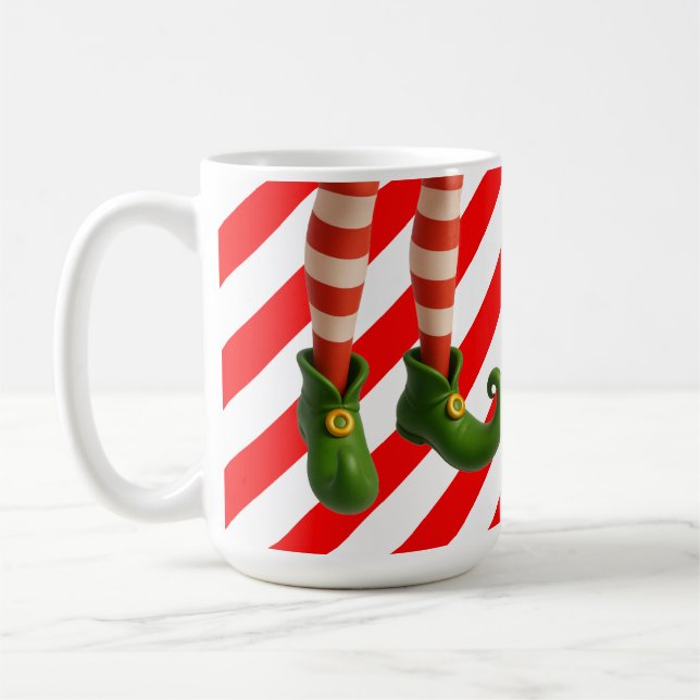 Mug Carte de vacances de jambes de lutin drôles | Méfa (Gauche)