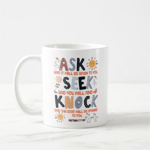 Mug Carte de verset biblique Matthieu 7:7