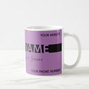 Mug Carte de visite simple élégant lavande noir rayure