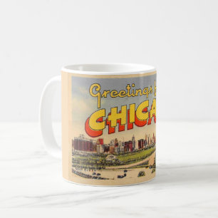 Mug Carte de vœux colorée vintage de Chicago 