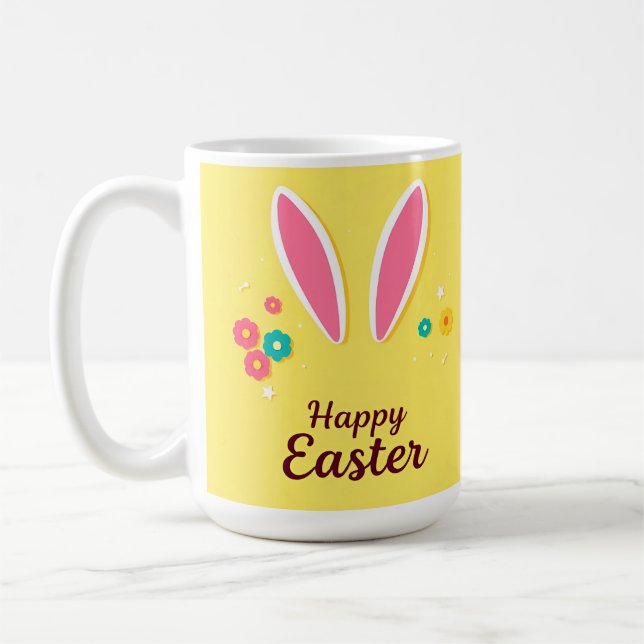 Mug Carte de vœux de Pâques joyeuse avec oreilles de l (Gauche)