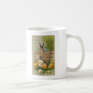 Mug Carte de voeux de Pâques vintage Bunny et Chick