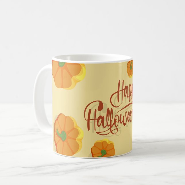 Mug Carte de voeux encadrée Happy Halloween typographi (Devant gauche)