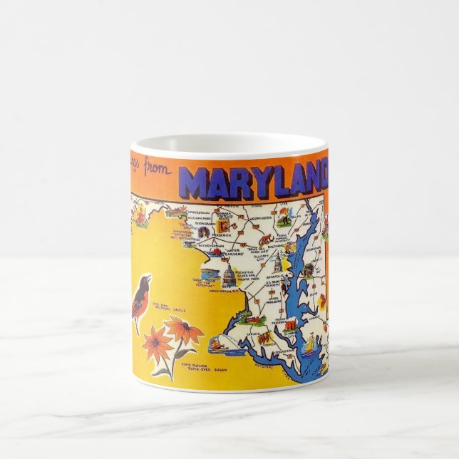 Mug Carte de vœux vintage du Maryland (Centre)