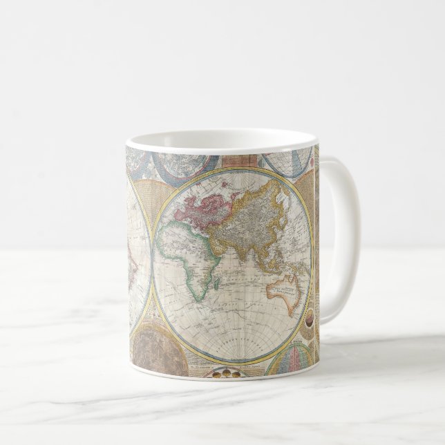 Mug Carte de voyage du monde Antique Vintage (Devant droit)