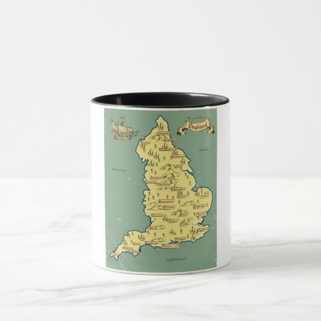 Mug Carte de Voyage illustrée de l'Angleterre (Centre)