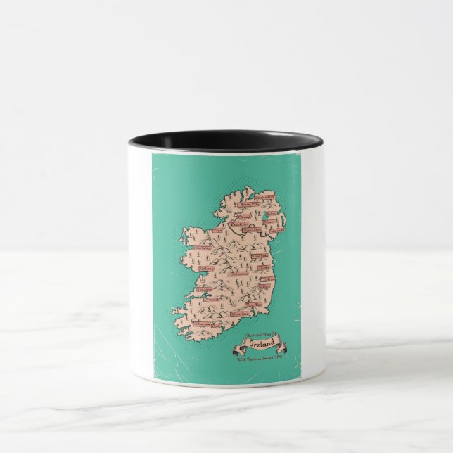 Mug Carte de voyage illustrée d'Irlande (Centre)