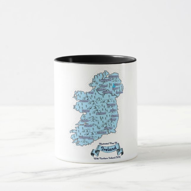 Mug Carte de voyage illustrée d'Irlande (Centre)