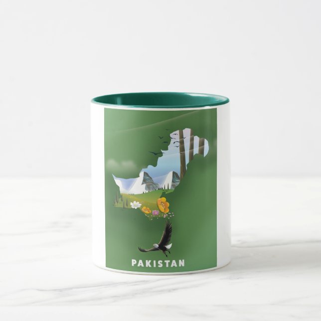 Mug Carte de voyage illustrée du Pakistan. (Centre)