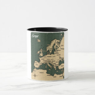 Mug Carte de voyage vintage de l'Europe