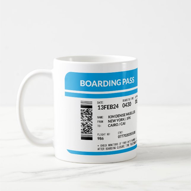 Mug Carte d'embarquement (bleu) DOS (Gauche)