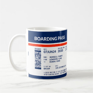 Mug Carte d'embarquement - Bleu & Rouge