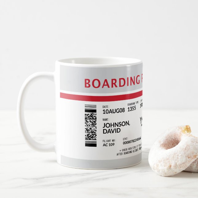 Mug Carte d'embarquement - Gris (Avec donut)