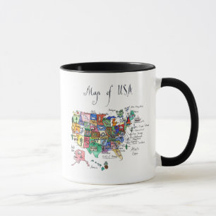 Mug Carte des attractions des Etats-Unis d'Amérique