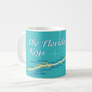 Mug Carte des clés de Floride avec les noms d'îles