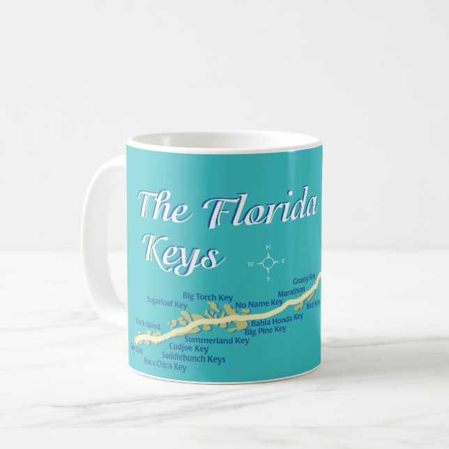 Mug Carte des clés de Floride avec les noms d'îles (Devant gauche)
