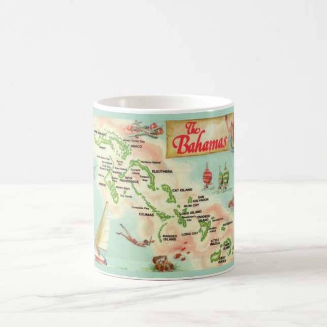 Mug Carte des îles Bahamas en voile (Centre)
