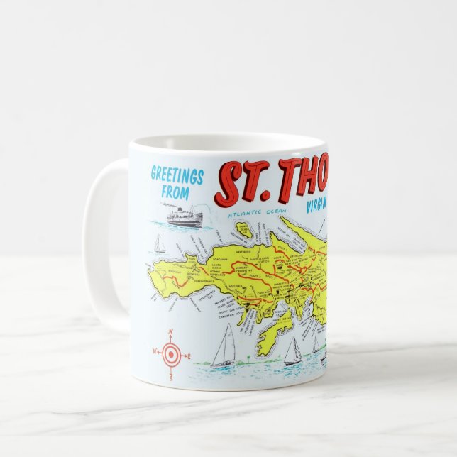 Mug Carte des Îles Vierges de Saint-Thomas (Devant gauche)