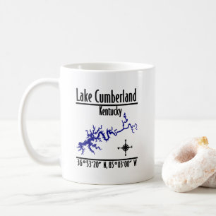 Mug Carte des rives du lac Cumberland Kentucky Coordon