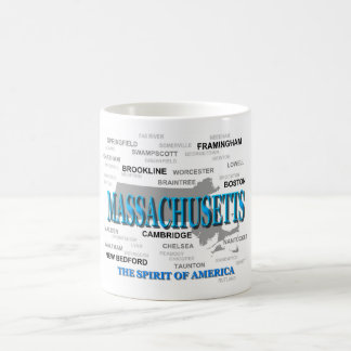 Mug Carte des villes et villes du Massachusetts State 
