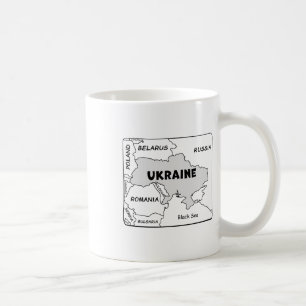 Mug Carte dessinée à la main en ligne noire de l'Ukrai