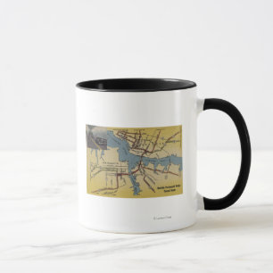 Mug Carte détaillée du tunnel du pont Norfolk-Portsmou