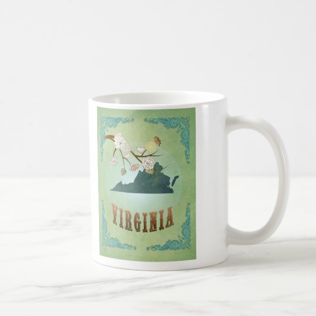 Mug Carte d'état de la Virginie - vert (Droite)