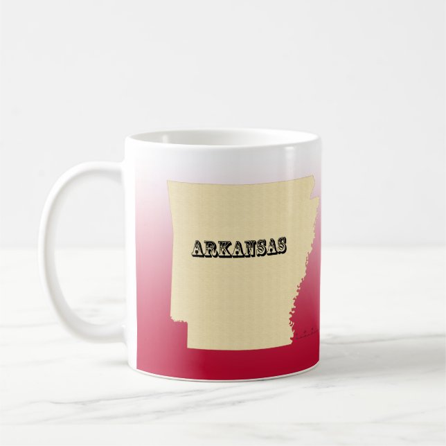 Mug - Carte d'état de l'Arkansas avec la ville (Gauche)