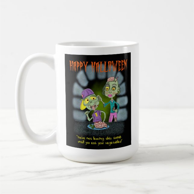 Mug Carte d'Halloween mère et fils Zombie (Gauche)