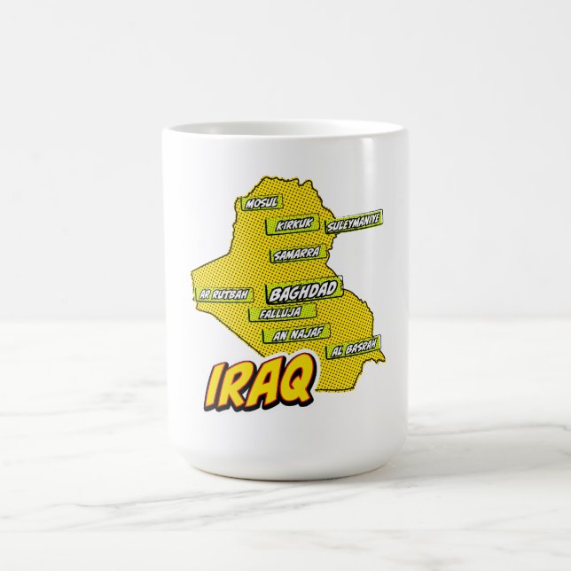 Mug Carte d'Irak illustrée par l'art pop (Centre)