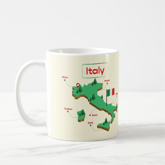 Mug Carte d'Italie Cool et Colorée (Gauche)