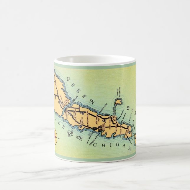 Mug Carte du comté de Door County Wisconsin verte et o (Centre)